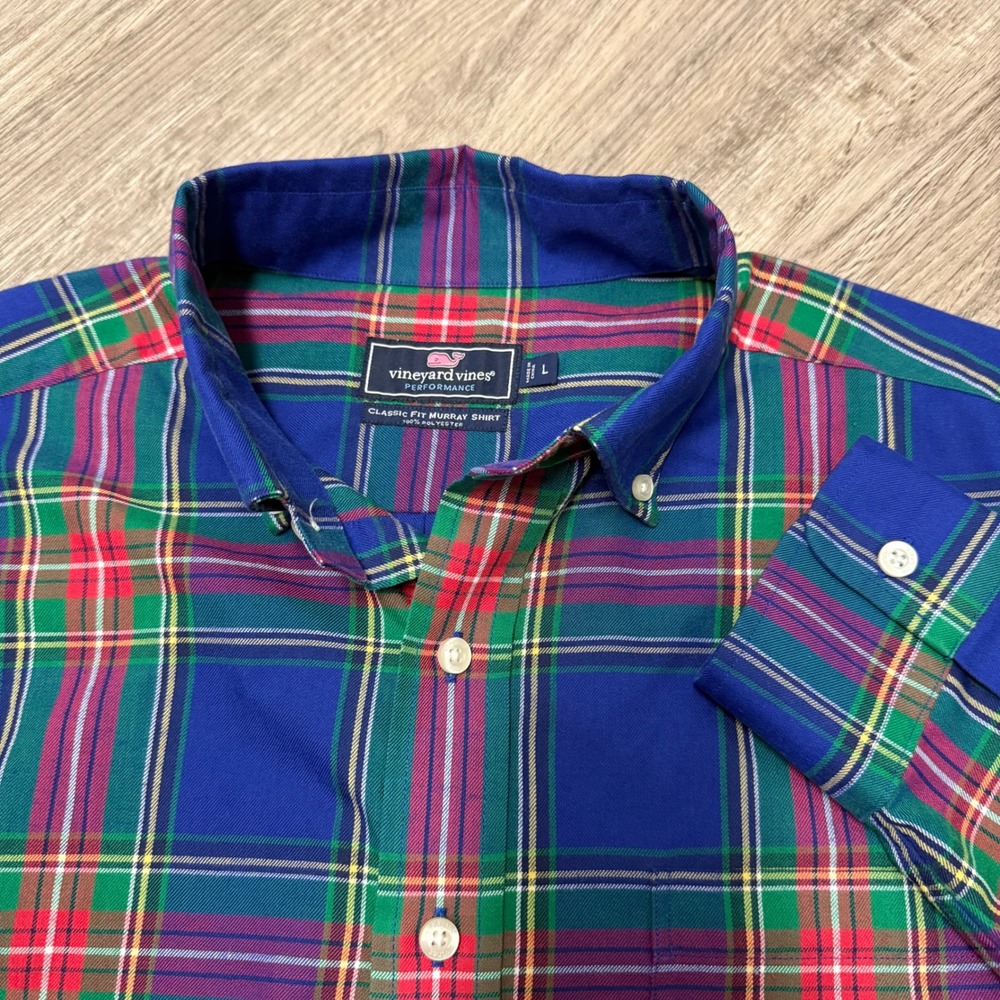 Vineyard Vines Blue Green Red Plaid Button-Down Shirt